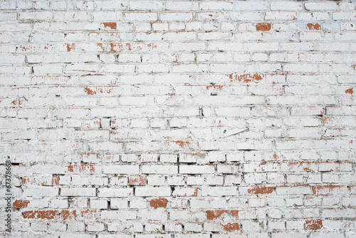 Fototapeta Krakingowy biały grunge ściana z cegieł te