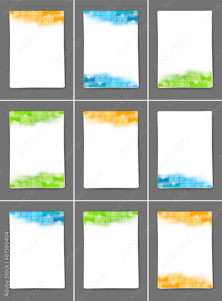 Set of brochures with squares