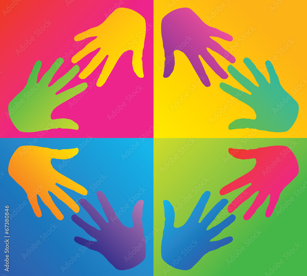 Obraz premium colored hands in a circle