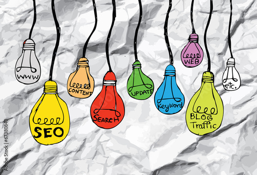 Seo Idea SEO Search Engine Optimization on crumpled paper