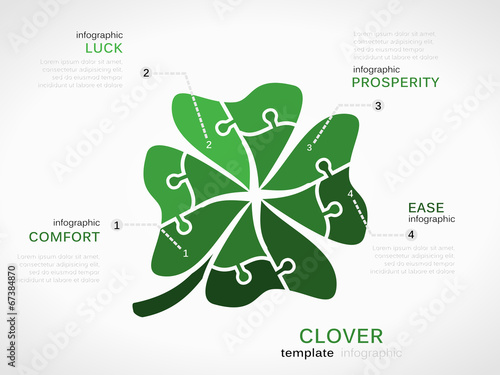 Luck concept infographic template with clover