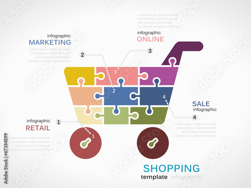 Shopping concept infographic template with shopping cart