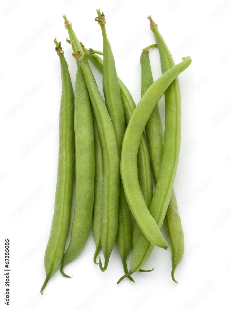 Green beans handful isolated on white background cutout Green beans handful isolated on white background cutout