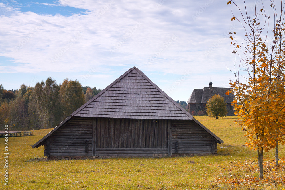Obraz premium antique wooden village in the heart of Europe