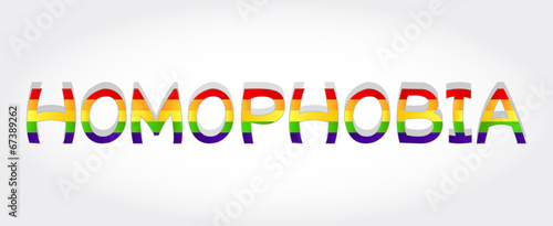 Homophobia stylized word with rainbow