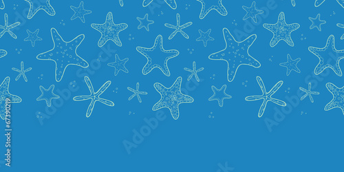 Starfish blue texture horizontal seamless pattern background
