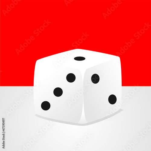 Dado sobre fondo rojo y gris. Ilustración vectorial