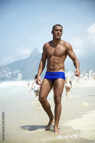 Athletic Young Brazilian Man Ipanema Beach Rio