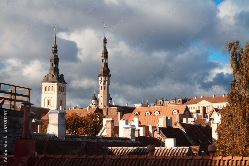 Tallinn city street in autumn