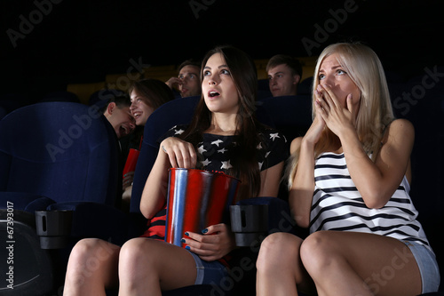 Young people watching movie...