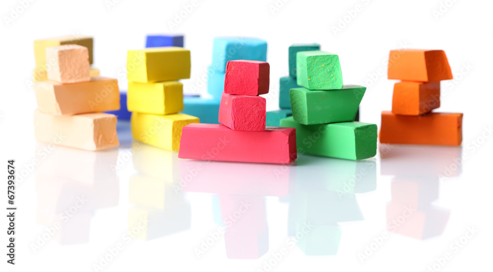 Colorful chalk pastels isolated on white Colorful chalk pastels isolated on white