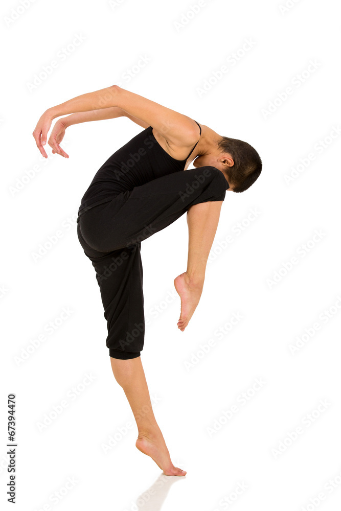 female dancer practising in studio female dancer practising in studio