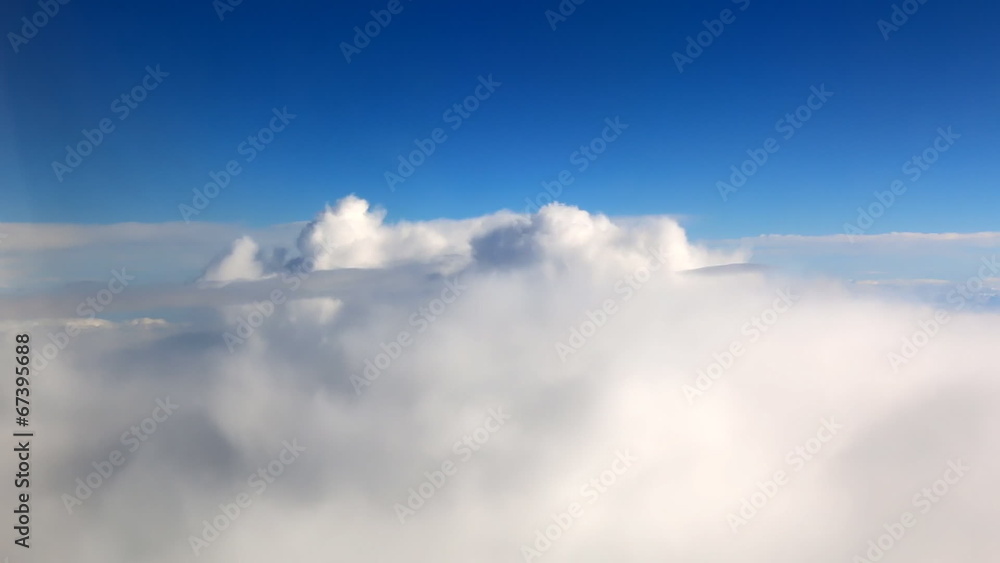 Aircraft is crossing soft clouds Aircraft is crossing soft clouds