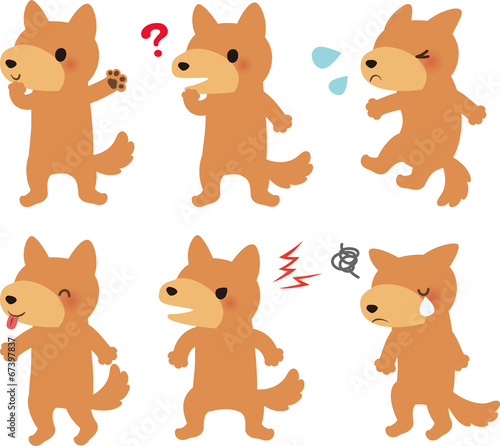 茶色い犬のいろいろなポーズ