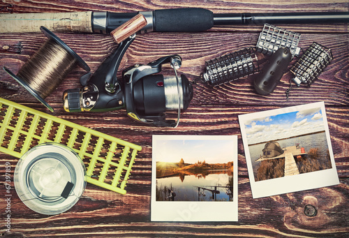 fishing tackle and photoframe photo