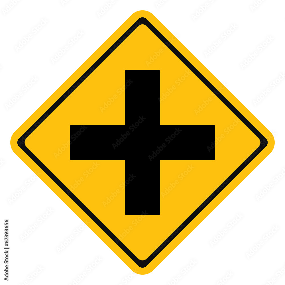 Warning traffic sign intersection Warning traffic sign intersection