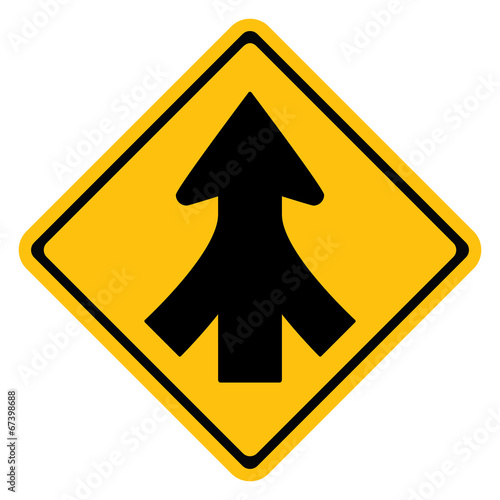 Warning traffic sign, Traffic merges from the left and right