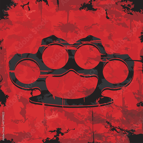 Brass knuckles design. Apparel print. Vector