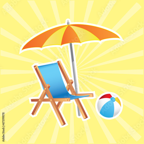 Beach umbrella with sunbed