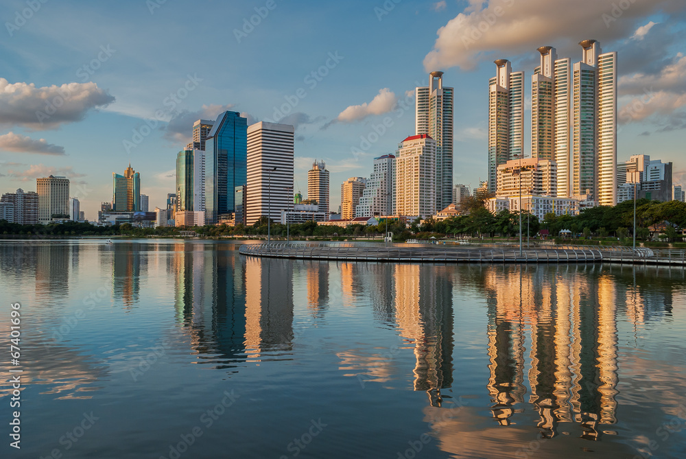 Bangkok cityscape and reflection