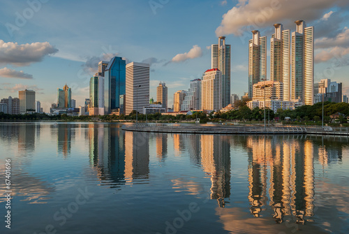 Bangkok cityscape and reflection