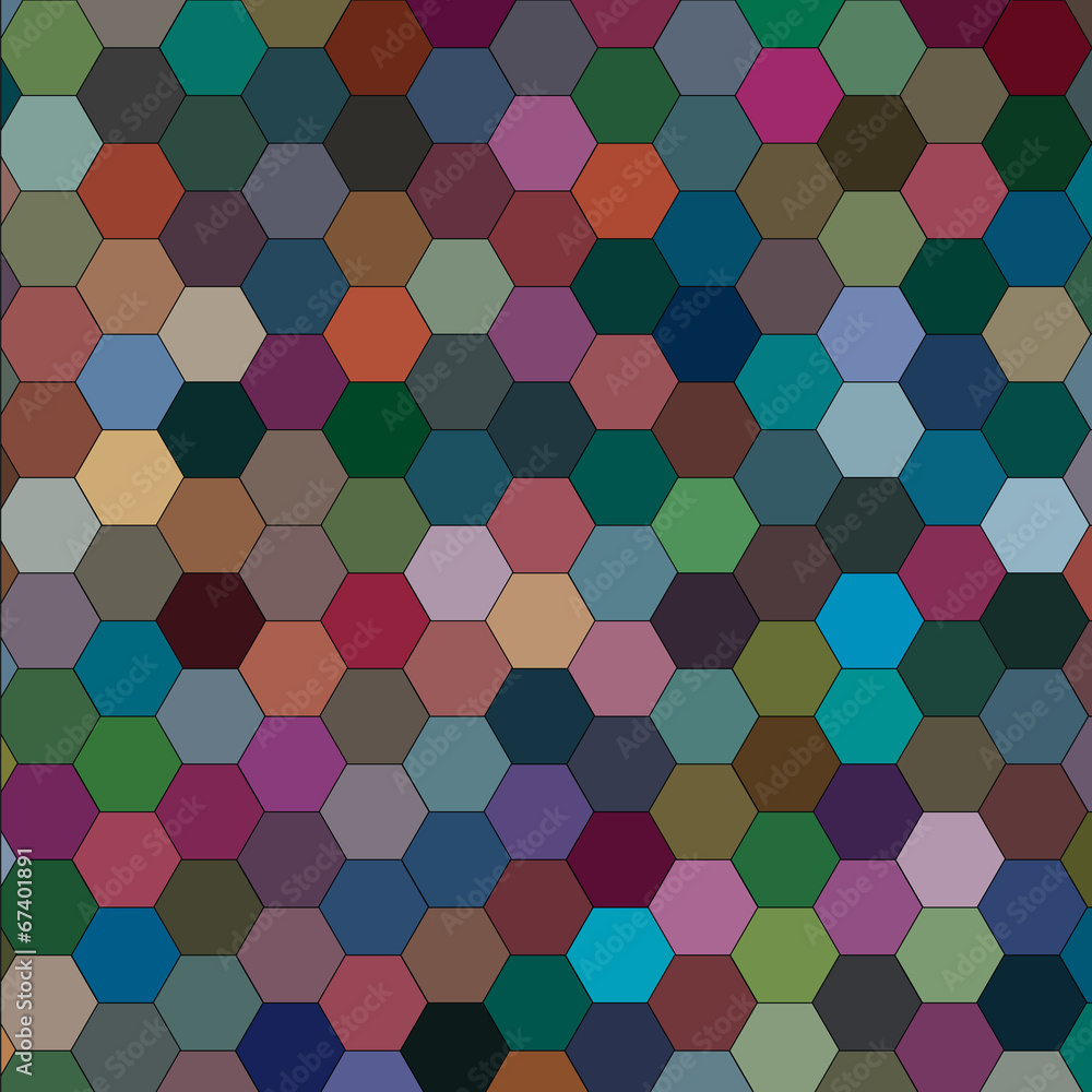 Abstract picture with hexagons of different colors. Raster Abstract picture with hexagons of different colors. Raster