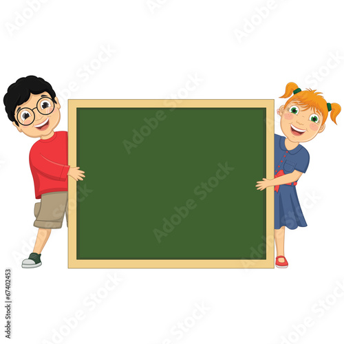 Vector Illustration Of Cute Children Holding Board