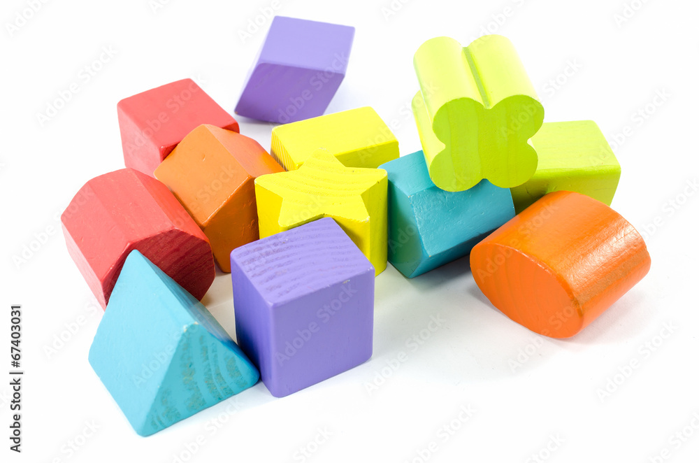 Fototapeta premium wooden toy blocks isolated