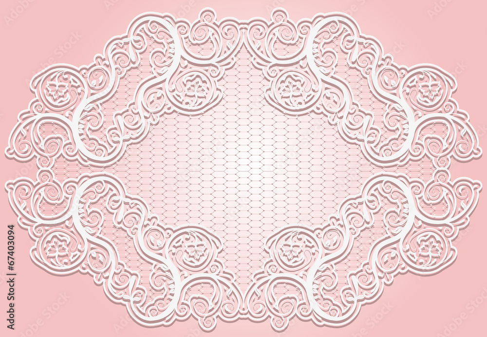 Stylish invitation or greeting card. Elegant lace frame.