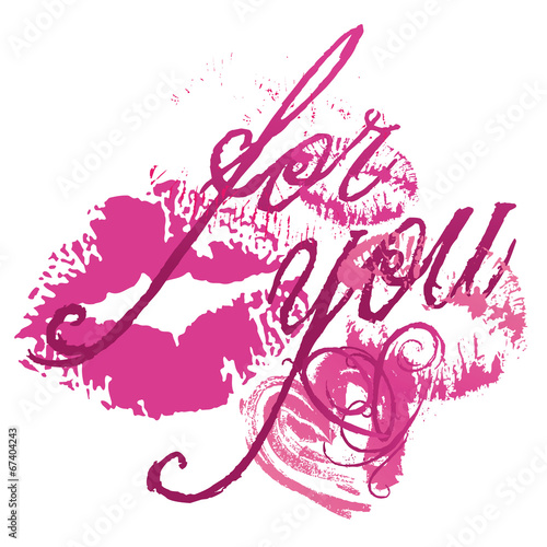 for you, kiss, heart, text, calligraphy, painting, pink