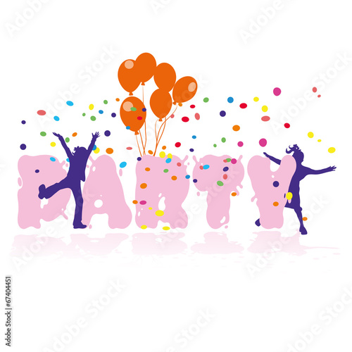 party  dancing kids  ballons  confetti  vector