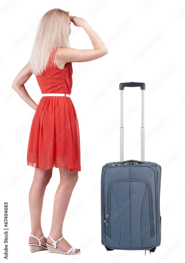 back view of standing young beautiful blonde woman. back view of standing young beautiful blonde woman.