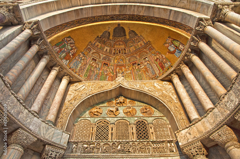 Detail of the St Mark's Basilica in Venice, Italy