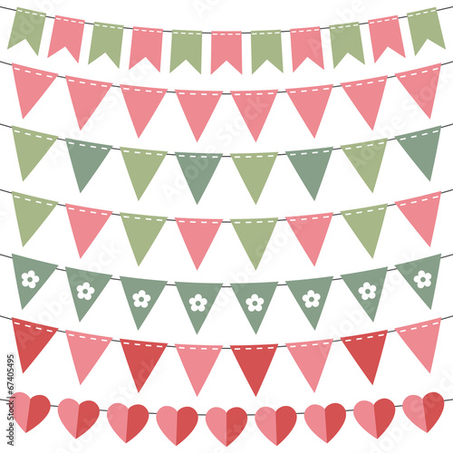 Pink and green bunting set