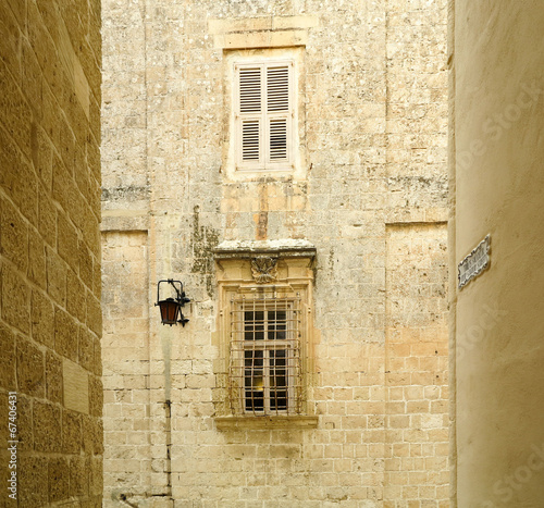 Windows of an old house in Mdina  Malta