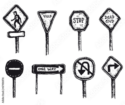Road And Traffic Signs Set