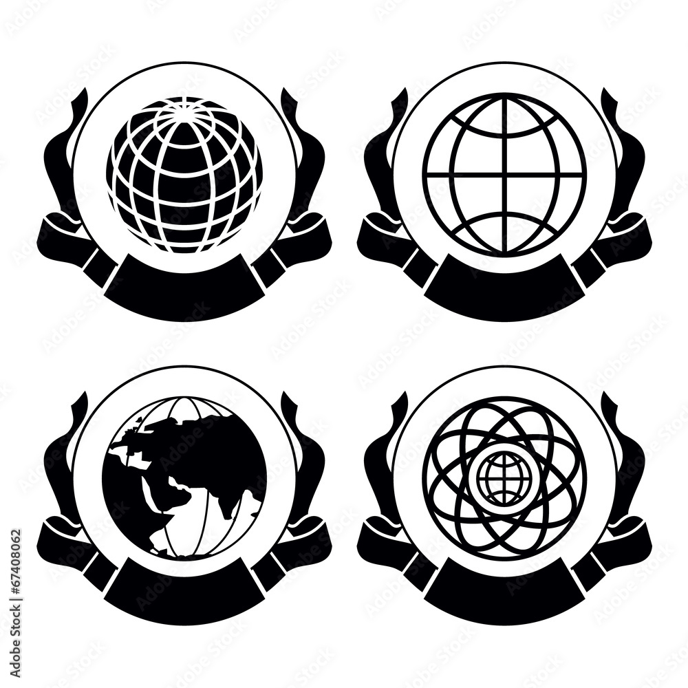 Vector  set of emblems Globes