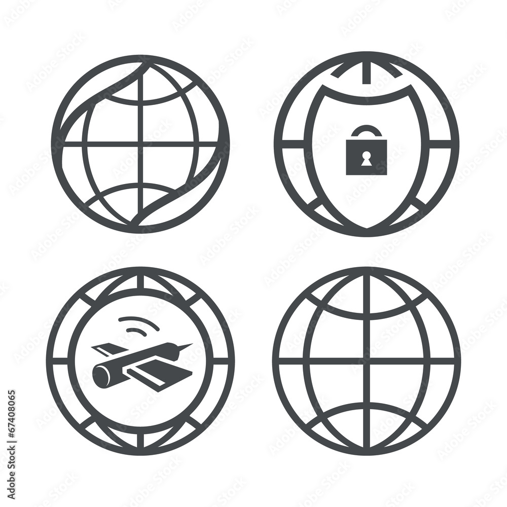 Globe earth icons set Globe earth icons set