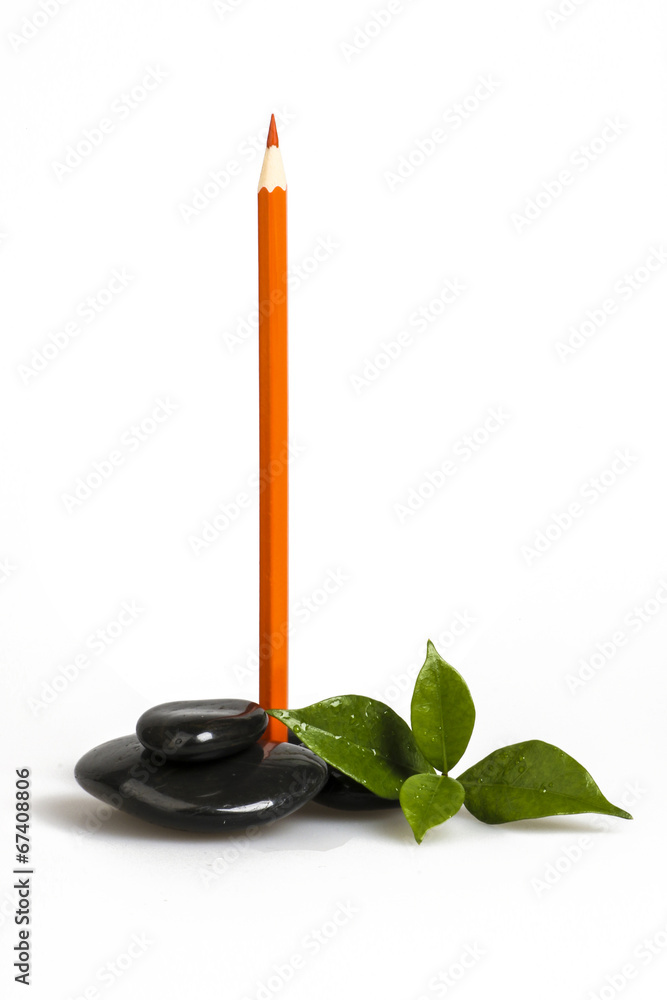 Zen pebble and color pencil Stock Photo Adobe Stock