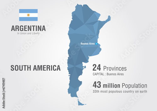 Argentina world map with a pattern of pixel diamond.