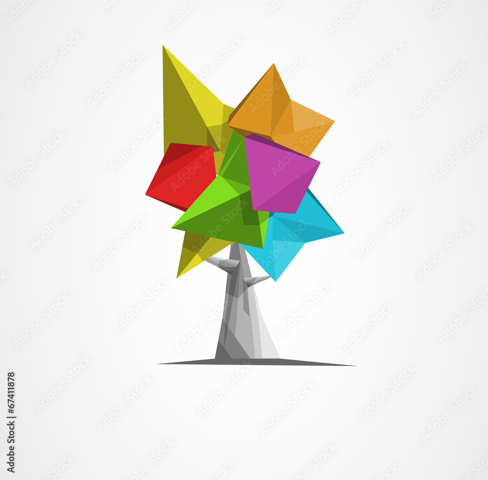 Abstract polygonal tree with shadow