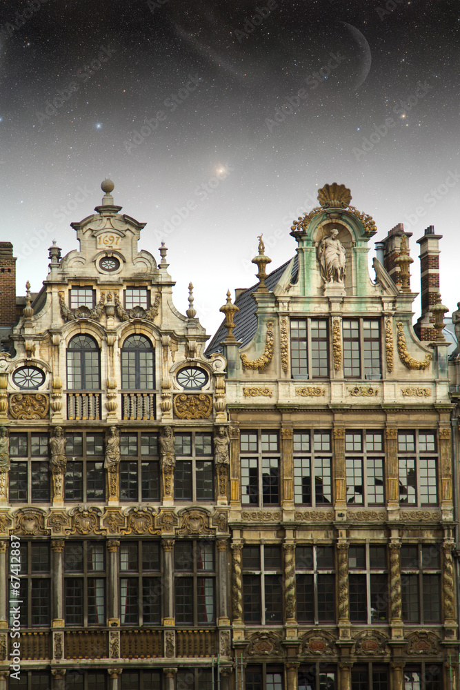Fototapeta premium Brussels night. Elements of this image furnished by NASA