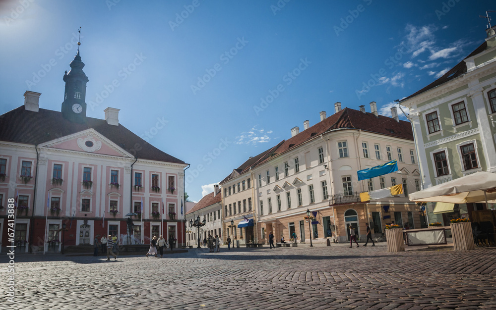 Old beautiful townhall in Tartu, Estonia