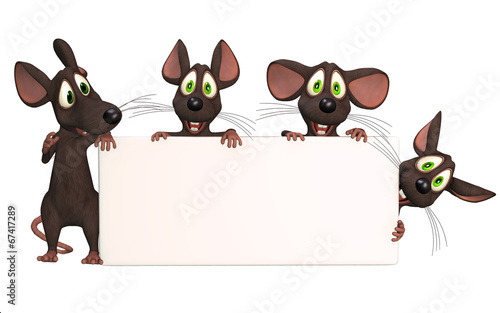 cartoon mice with a blank board