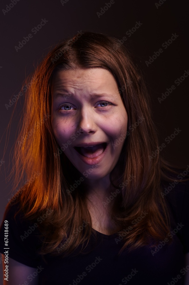 Afraided teen girl Afraided teen girl