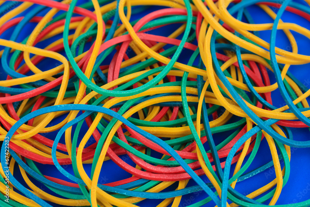 custom made wallpaper toronto digitalColorful rubber bands on blue background close-up