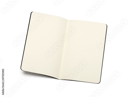 opened blank moleskine note books - soft pages texture - isolate photo