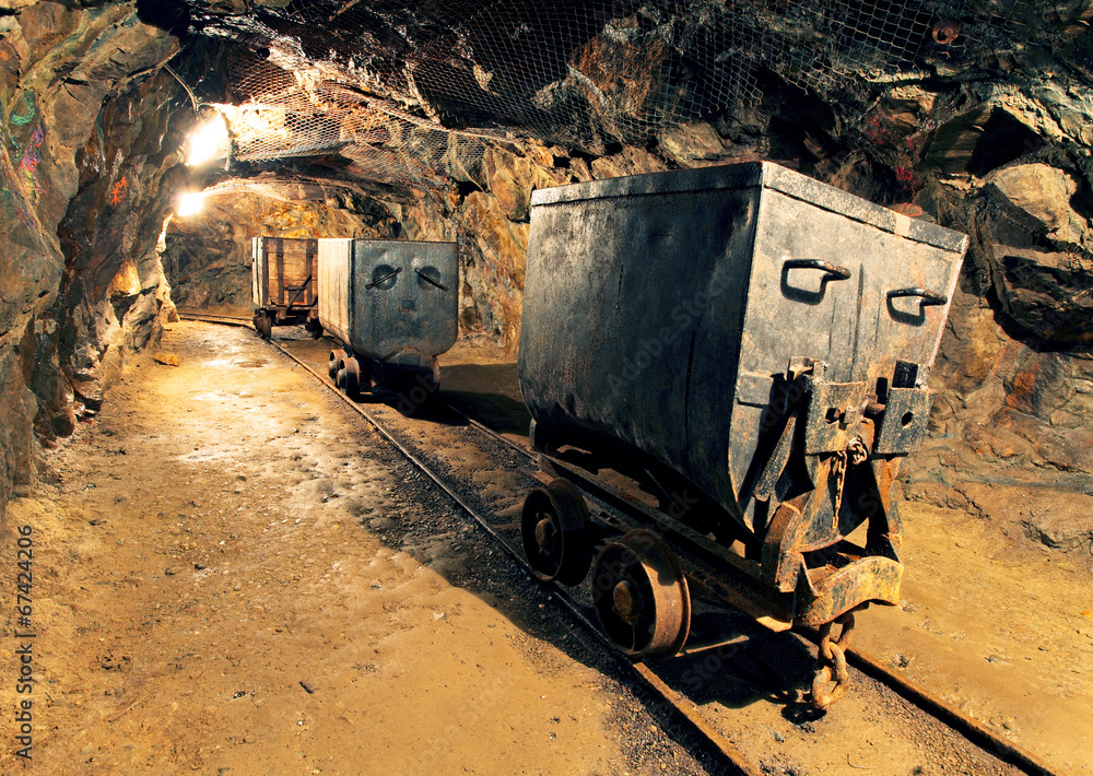Underground mine tunnel, mining industry - obrazy, fototapety, plakaty 