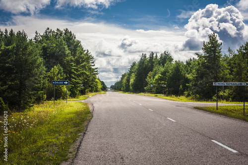 long and empty road on Saaremaa island, Estonia
