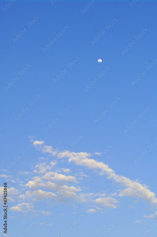 beautiful blue sky with moon beautiful blue sky with moon